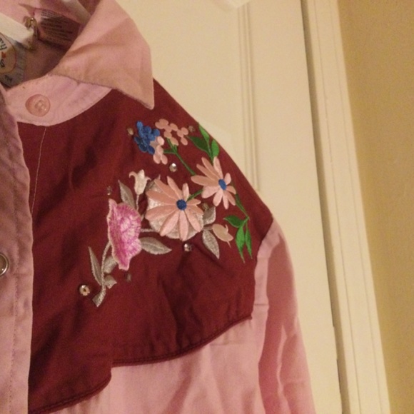 Vintage Ely’s Country Charmers sz L embroidered pink button up shirt - Picture 8 of 9